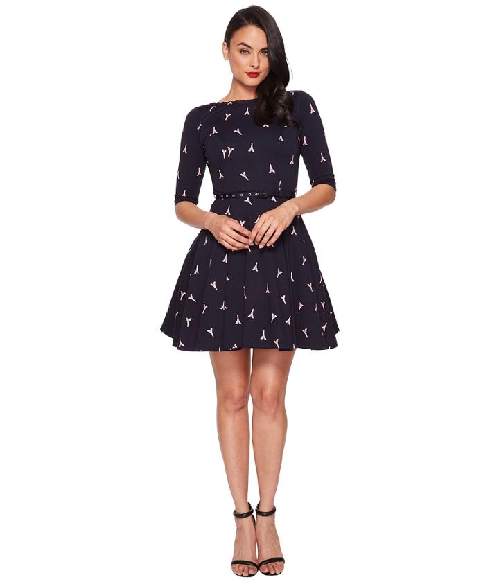 Unique Vintage - Eiffel Tower Knit Flare Dress