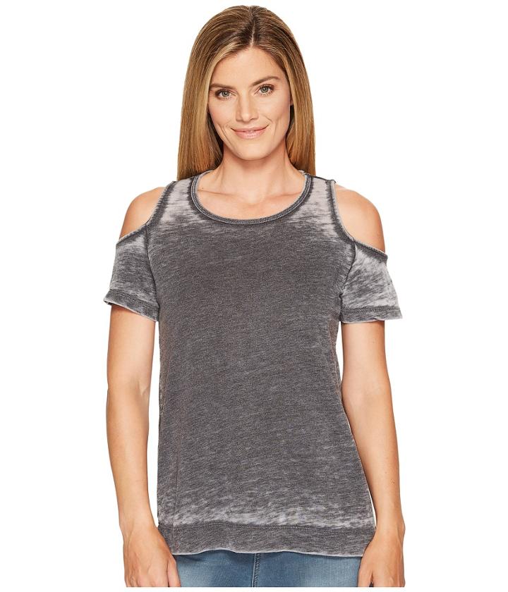 Allen Allen - Short Sleeve Cold Shoulder Crew Top