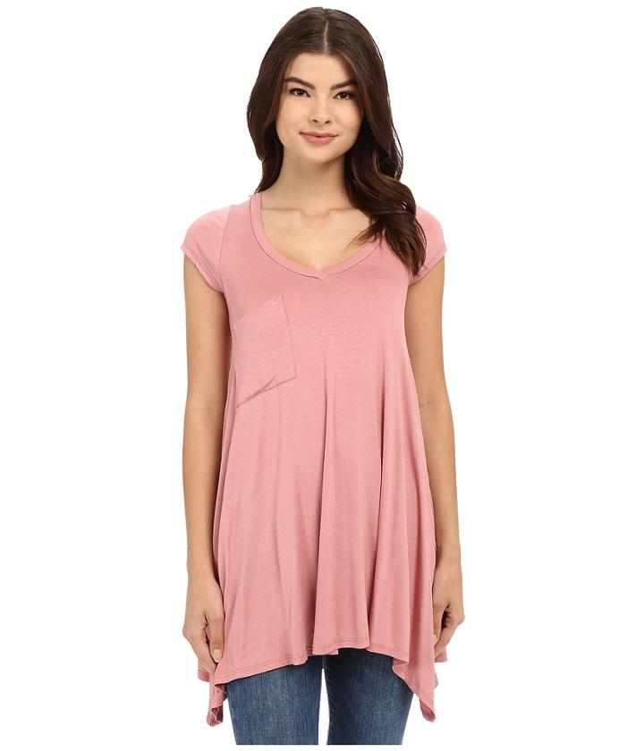 Culture Phit - Aster Sharkbite Hem Cap Sleeve Tunic With Pocket