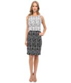 Vince Camuto - Sleeveless Graphic Strip Fan Popover Dress
