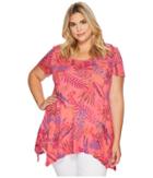 Extra Fresh By Fresh Produce - Plus Size Bright Botanical Vintage Drape Tee