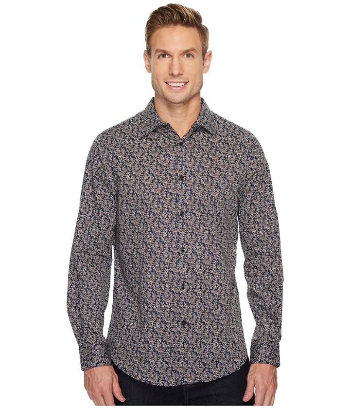 Perry Ellis - Long Sleeve Printed Leaf Shirt