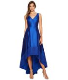 Adrianna Papell - Sleeveless Mikado High-low Gown With Lace Border Hem