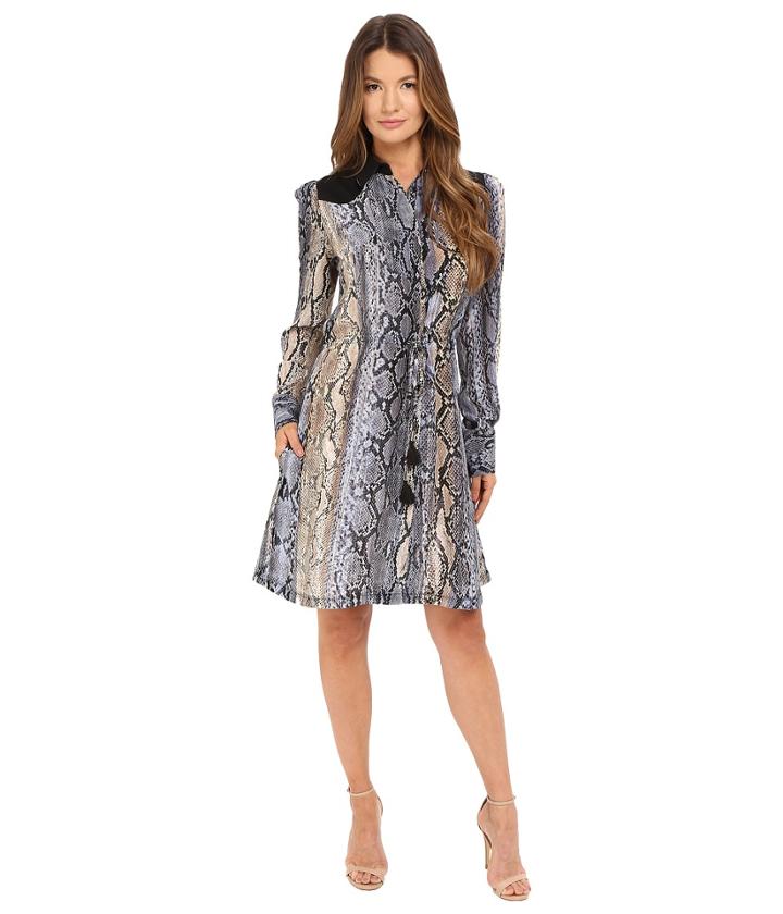Just Cavalli - Python Cortex Print Long Sleeve Skirt Dress