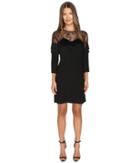 The Kooples - Crepe Dress With Lace And Fringes