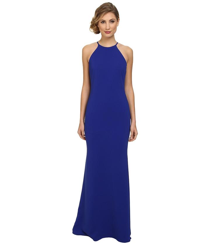 Badgley Mischka Stretch Crepe Halter Gown