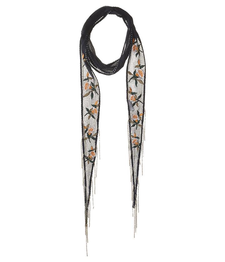 Chan Luu - Vintage Floral Embroidered Long Skinny Scarf
