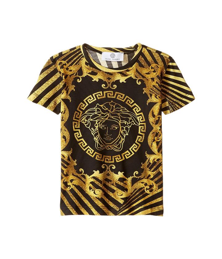 Versace Kids - Short Sleeve T-shirt W/ Medusa And Stripe Design