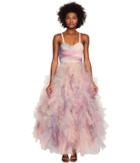Marchesa - Pastel Tulle Ruffles W/ Corseted Bodice Cocktail Dress