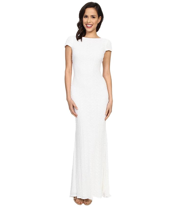 Badgley Mischka - Cap Sleeve Cowl Back Gown