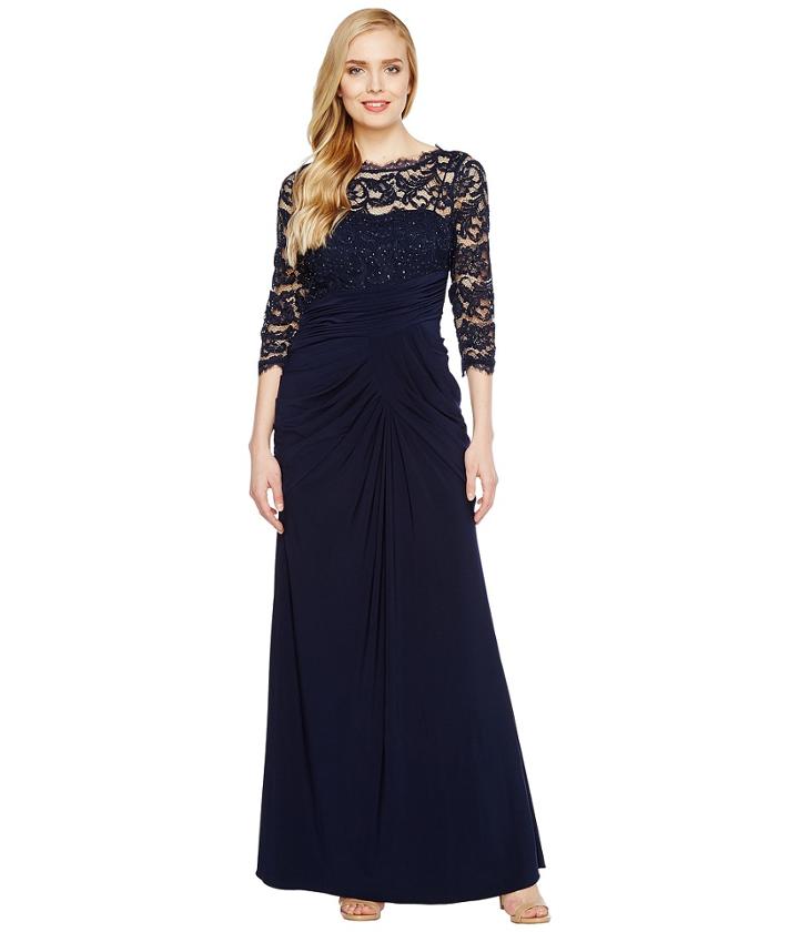 Adrianna Papell - Lace And Draped Jersey Gown