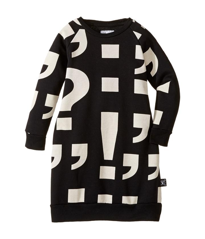 Nununu - Punctuation Print Extra Soft A-line Sweatshirt Dress