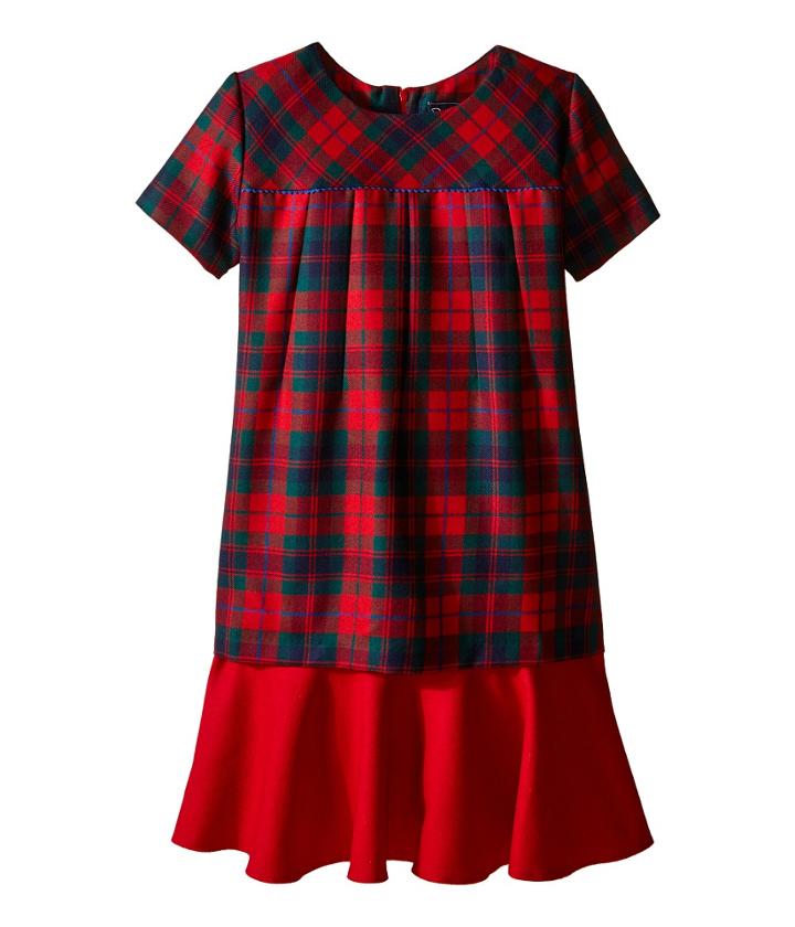 Oscar De La Renta Childrenswear - Holiday Plaid Wool Multi Layer Dress