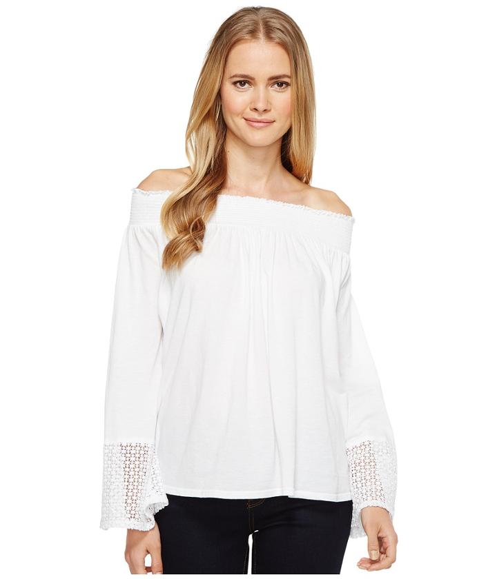 Three Dots - Trellis Lace Peasant Top