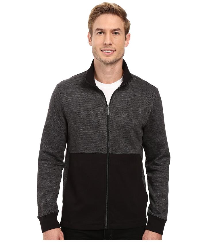 Perry Ellis - Classic Full Zip Herringbone Knit Jacket
