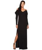 Halston Heritage - Cold Shoulder Draped Long Sleeve Gown