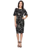 Christin Michaels - Adoria Bell Sleeve Printed Crepe Midi Dress