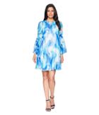 Calvin Klein - Brush Stroke Print Long Sleeve Dress With Smocking Detail Cd8h26md
