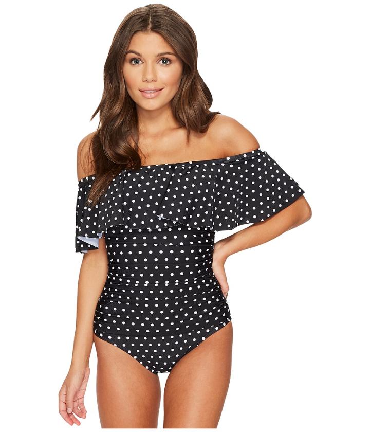 Lauren Ralph Lauren - Dot Ruffle Off The Shoulder Bandeau Mio