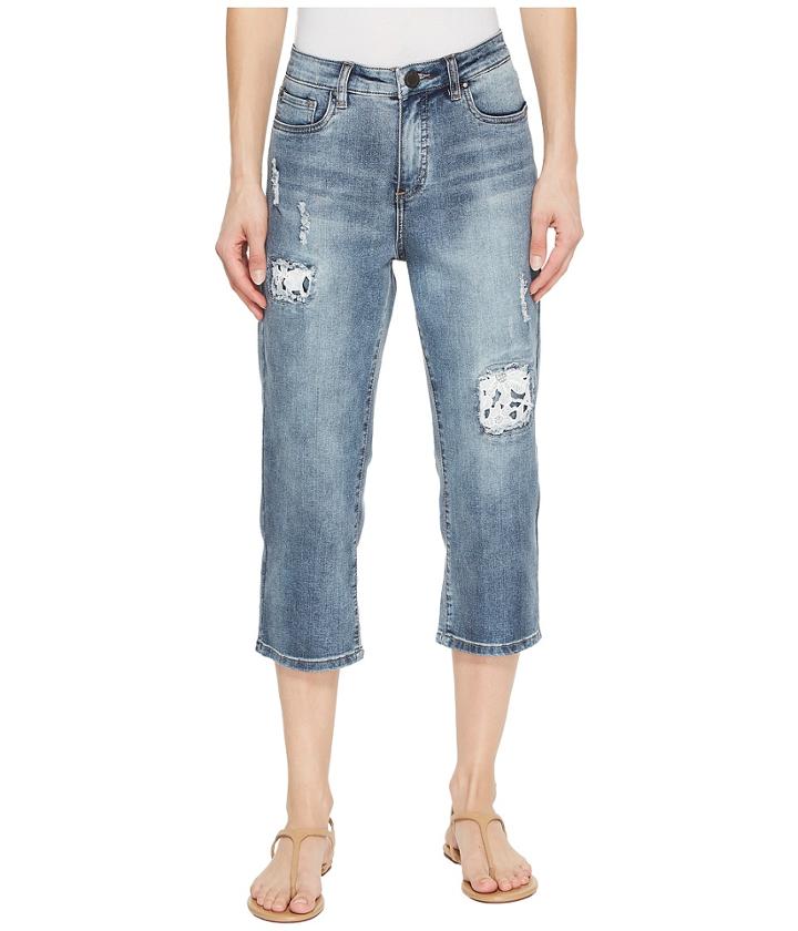 Fdj French Dressing Jeans - Lace Patch Olivia Capris In Light Indigo