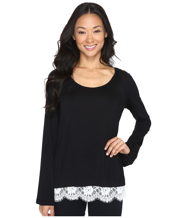 Karen Kane - Lace-hem Boat Neck Top