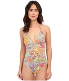 Lauren By Ralph Lauren - Maharaja Paisley Loop Strap Halter One-piece W/ Removable Cup