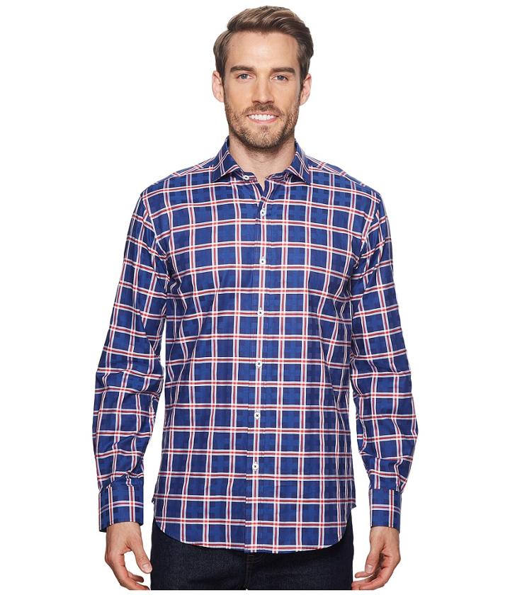 Bugatchi - Shaped Fit Long Sleeve Plaid Woven Shirt