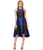 Adrianna Papell - Jewel Neck Printed Halter Cocktail Dress With High-low Hemline