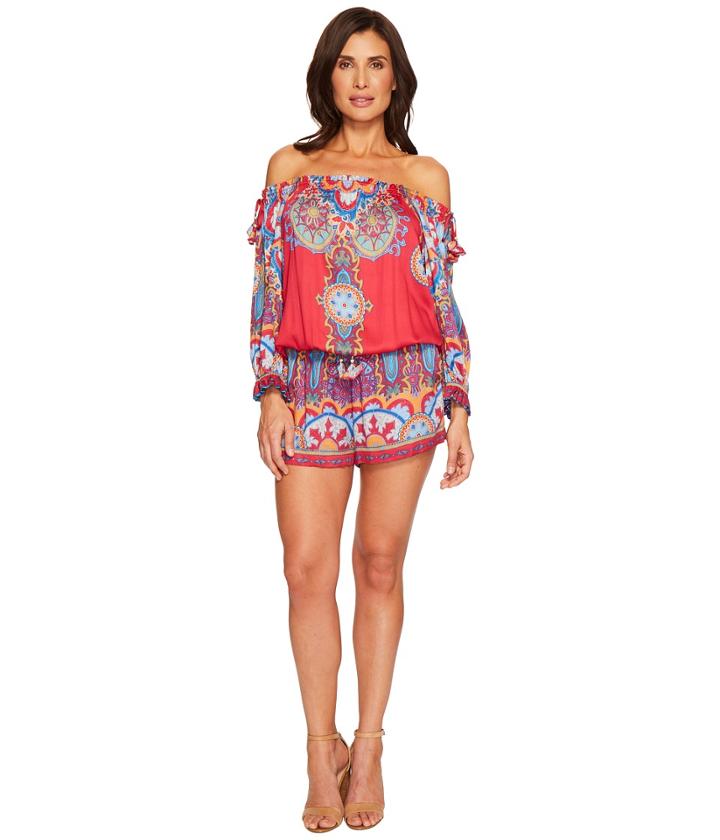 Hale Bob - Rare Origin Stretch Satin Woven Off Shoulder Romper