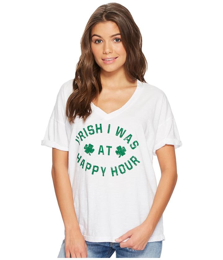 The Original Retro Brand - I'rish I Was At Happy Hour Short Sleeve Slub V-neck