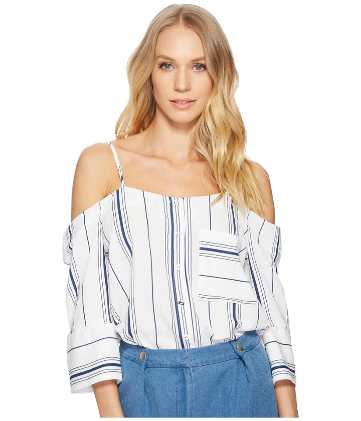 J.o.a. - Cold Shoulder Button Up Top