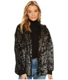 Blank Nyc - Silver Studded Sequined Bomber Jacket In Black Light