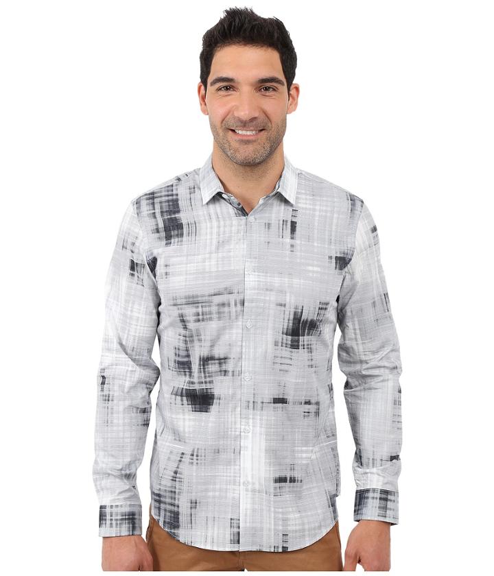 Calvin Klein - Long Sleeve Blur Plaid Printed Woven Shirt