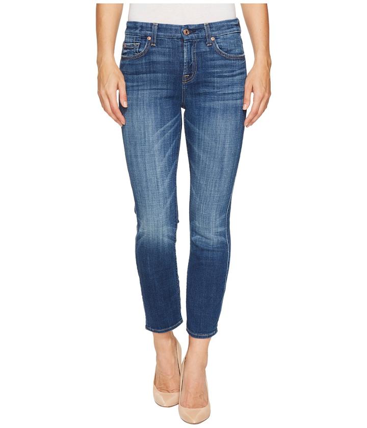 7 For All Mankind - Kimmie Crop In Barrier Reef Broken Twill