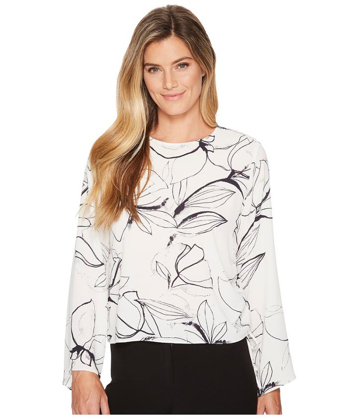 Vince Camuto - Side Drawstring Bell Sleeve Fresco Petal Blouse