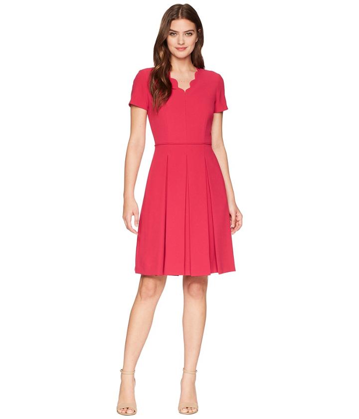Tahari By Asl - Scallop Fit And Flare Dress