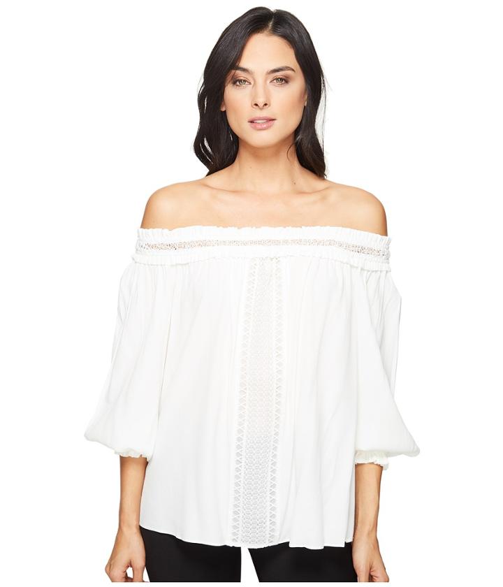 Hale Bob - Piece Of Work Viscose Crepe With Lace Trim Off Shoulder Top