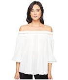 Hale Bob - Piece Of Work Viscose Crepe With Lace Trim Off Shoulder Top