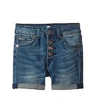 7 For All Mankind Kids - High Waisted Roll Cuff Denim Shorts In Medium Heritage