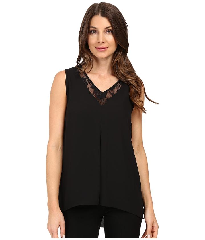 Vince Camuto - Sleeveless Lace Front High-low Hem Blouse