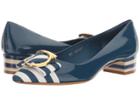 Salvatore Ferragamo - Striped Patent Leather Low-heel Pump