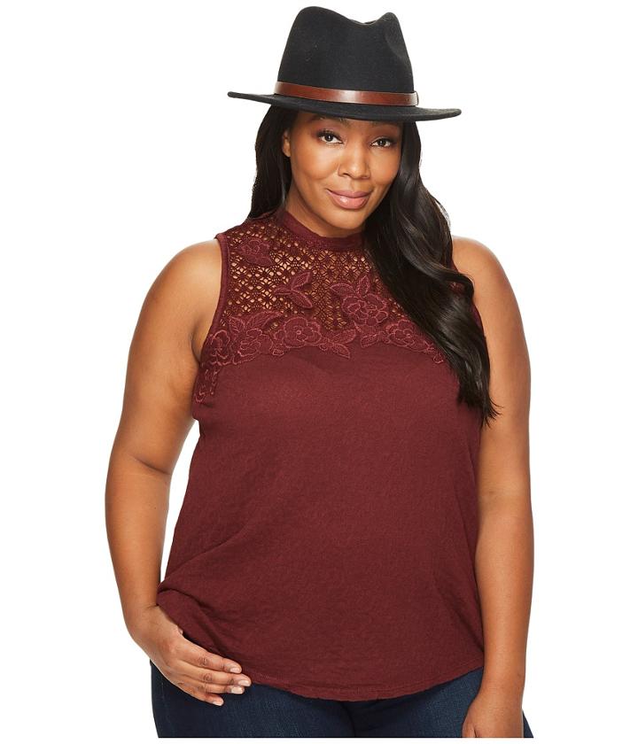 Lucky Brand - Plus Size Lace Mock Neck Top