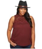 Lucky Brand - Plus Size Lace Mock Neck Top