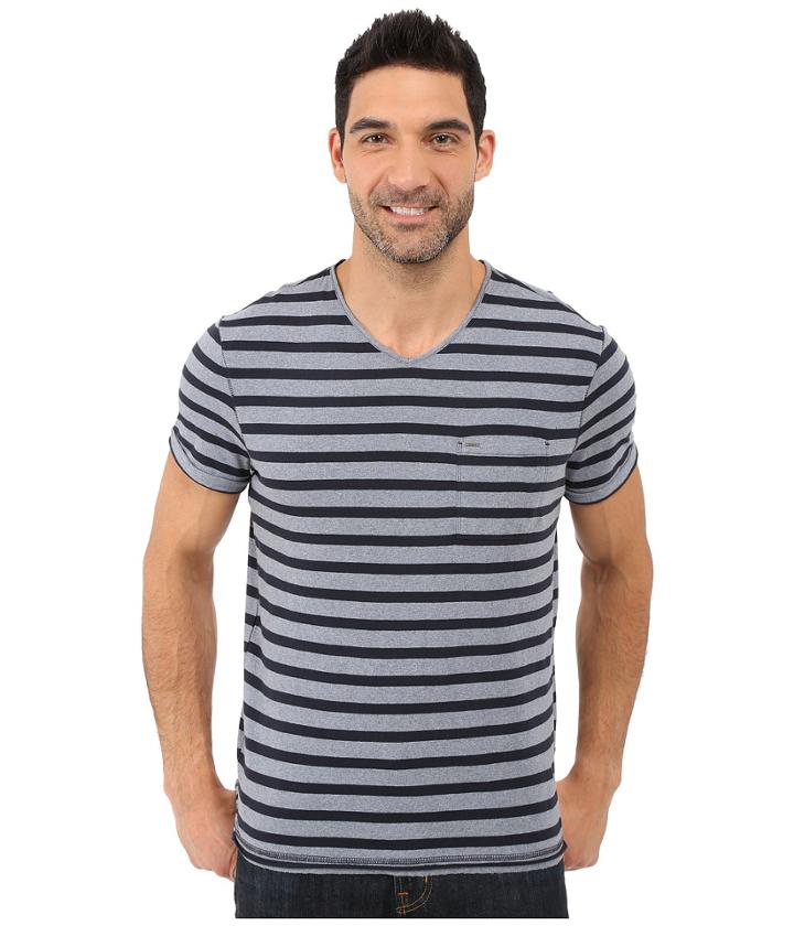 Calvin Klein Jeans - Yarn Dye Stripe Short Sleeve V-neck