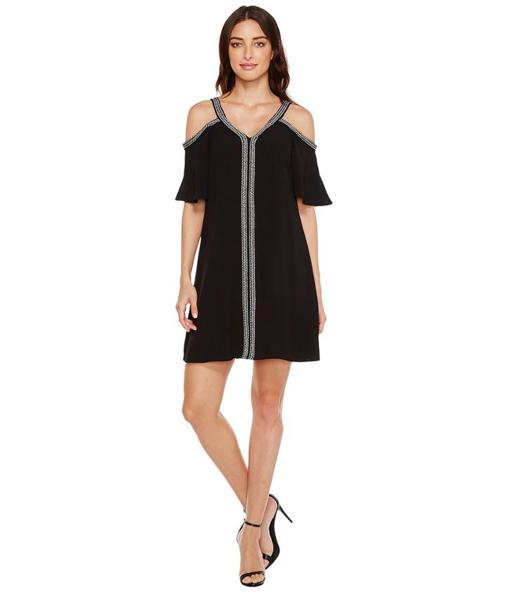 Vince Camuto - Short Sleeve Cold-shouler Dress W/ Ribbon Trim