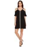 Vince Camuto - Short Sleeve Cold-shouler Dress W/ Ribbon Trim