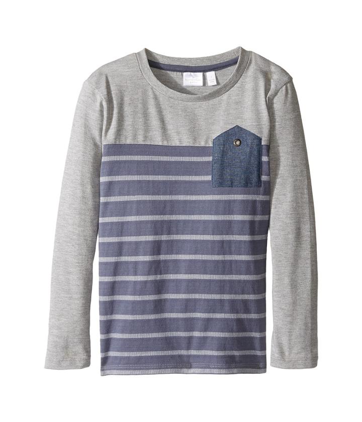 Kardashian Kids - Blocked And Striped Inverted Chambray Pocket Tee