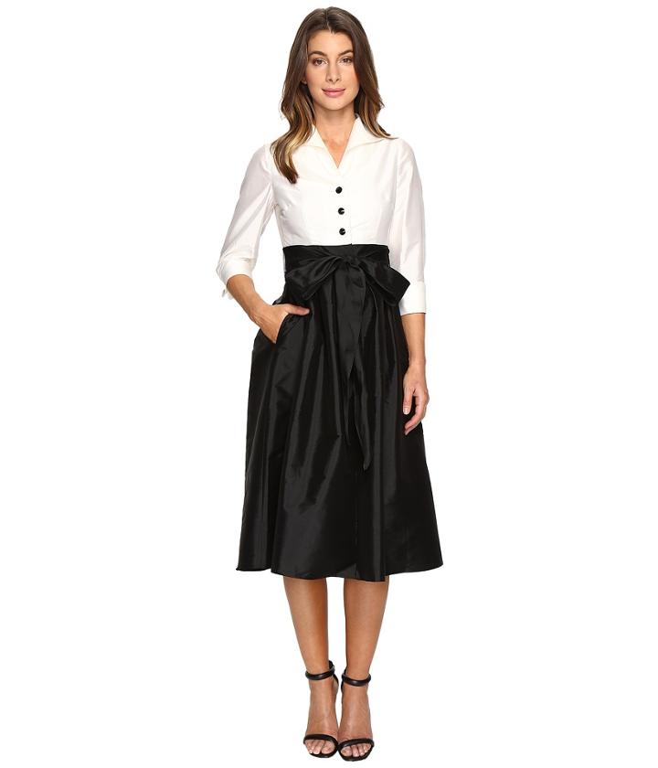 Adrianna Papell - Two-tone Silky Taffetta Cocktail Dress