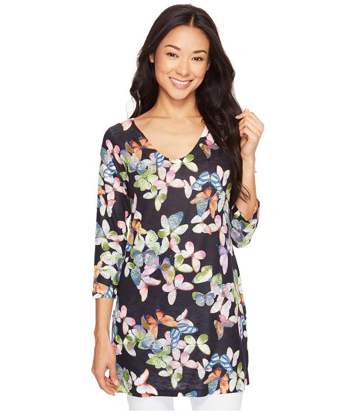 Nally &amp; Millie - Black Floral V-neck Tunic