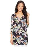 Nally &amp; Millie - Black Floral V-neck Tunic